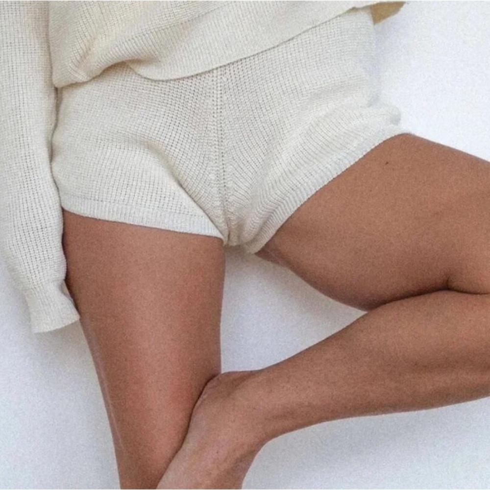 Nasty Gal Cream Knit Collection Shorts